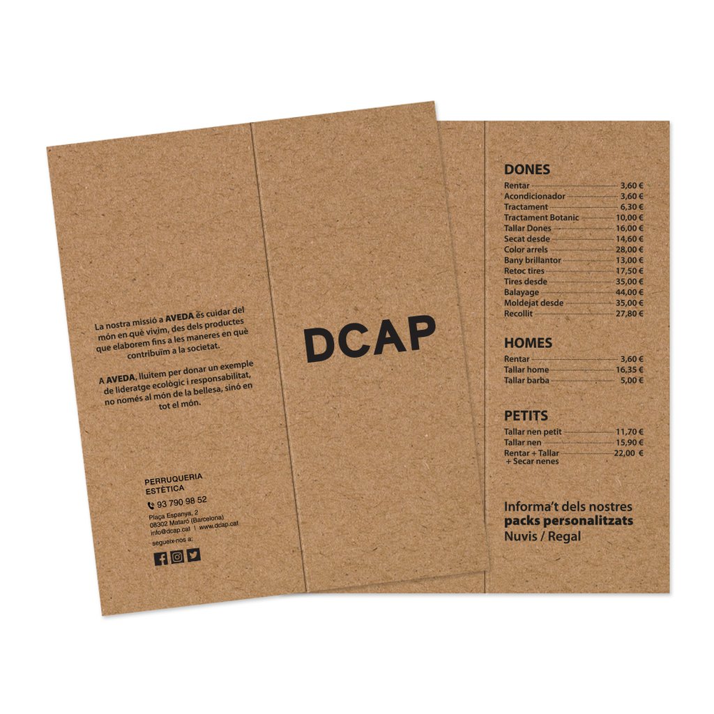 Price Card. DCAP Perrquers